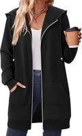 Zeagoo Women's Zip Up Long Hoodie Tunic - Warm Oversized Fleece