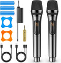 Wireless Dual Handheld Microphone System - Rechargeable UHF Mics