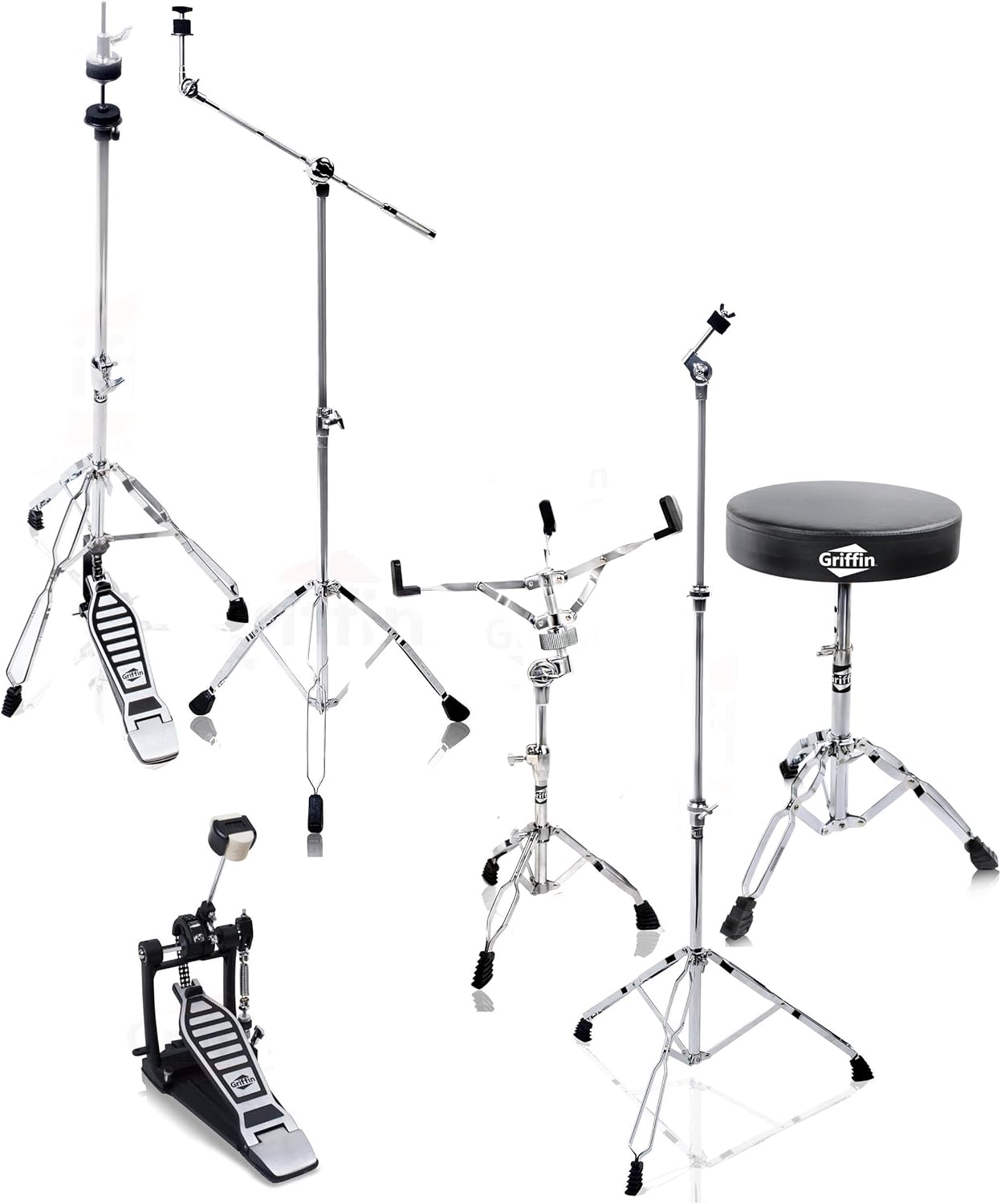Griffin 6 Piece Drum Hardware Pack for Gigs and Studio Use