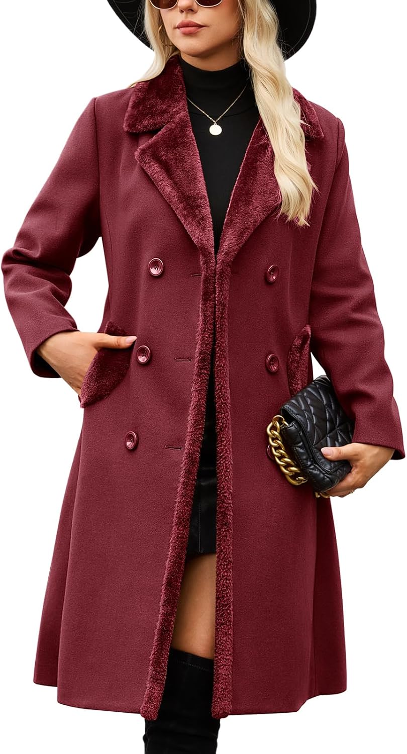 Women's Winter Double-breasted Slim Fit Faux Fur Coat for Style