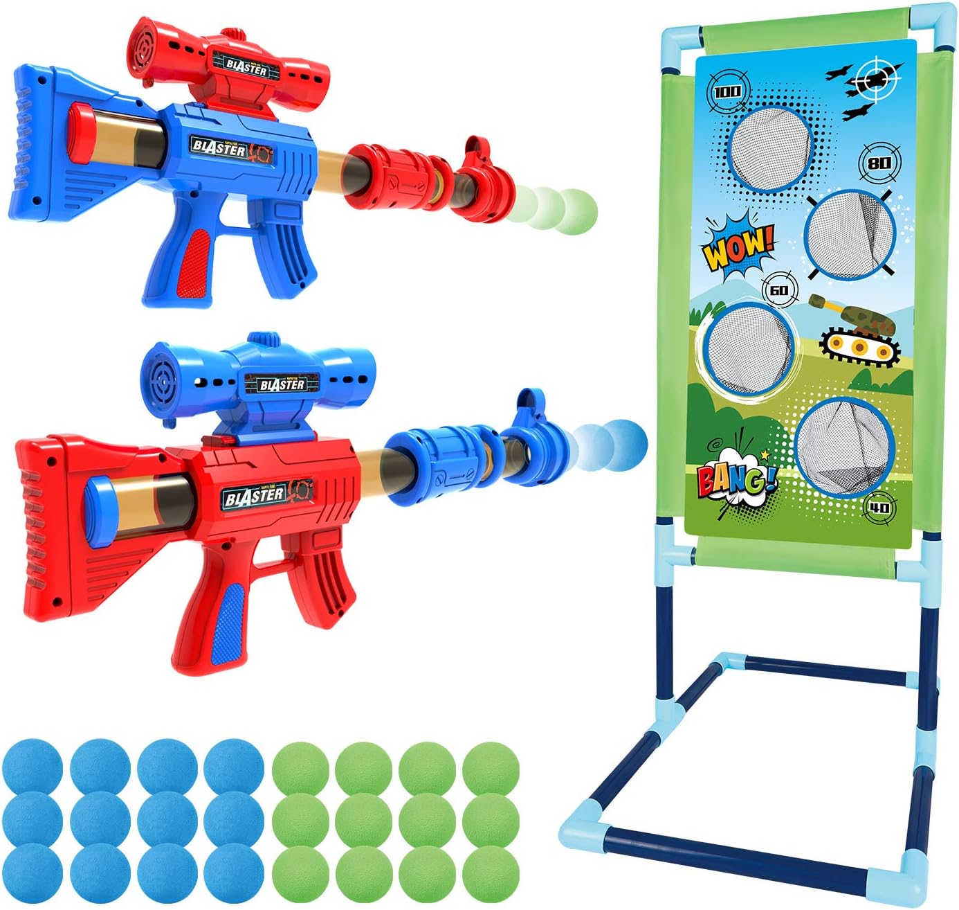 2pk Foam Ball Popper Air Toy Guns Set - Endless Fun for Boys!