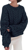 PRETTYGARDEN Cable Knit Oversized Sweater Women - Cozy Everyday sleeve