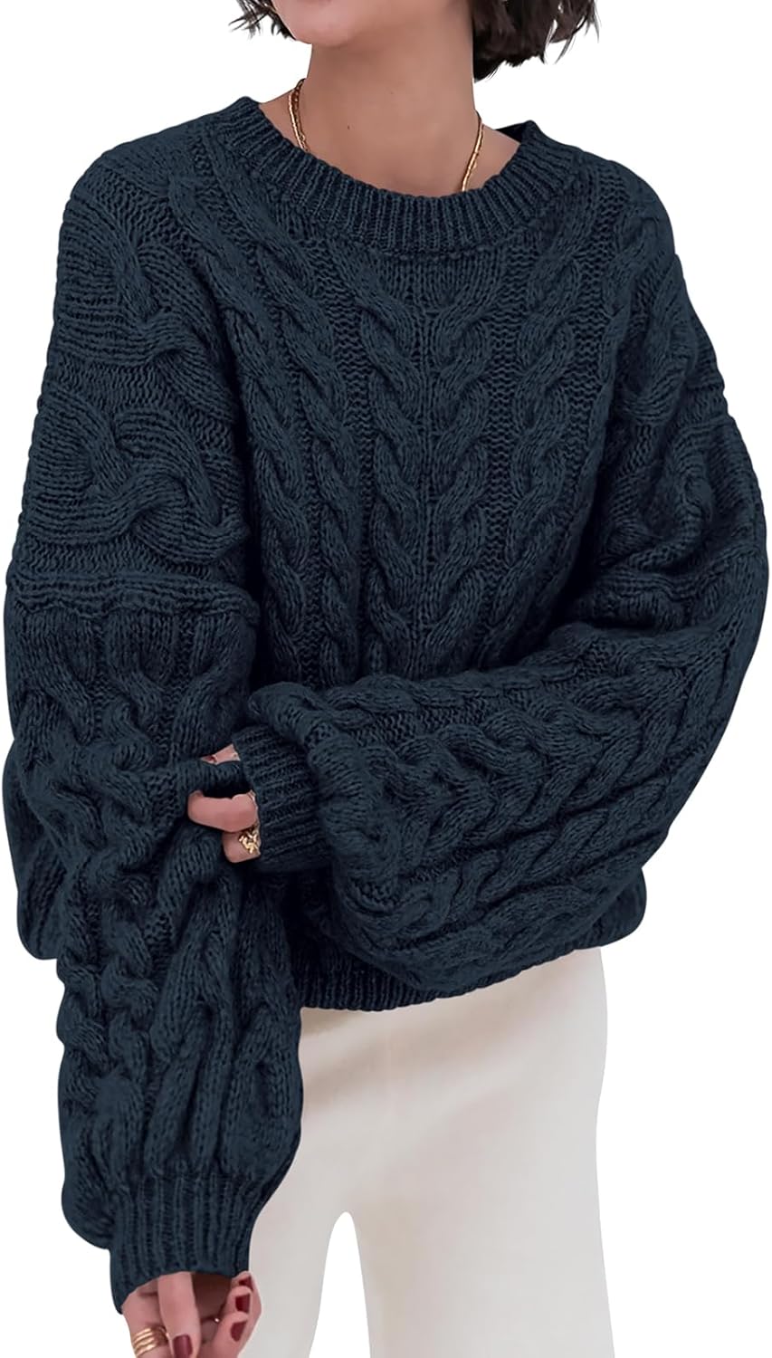 PRETTYGARDEN Womens Oversized Cable Knit Sweater for Fall 2025