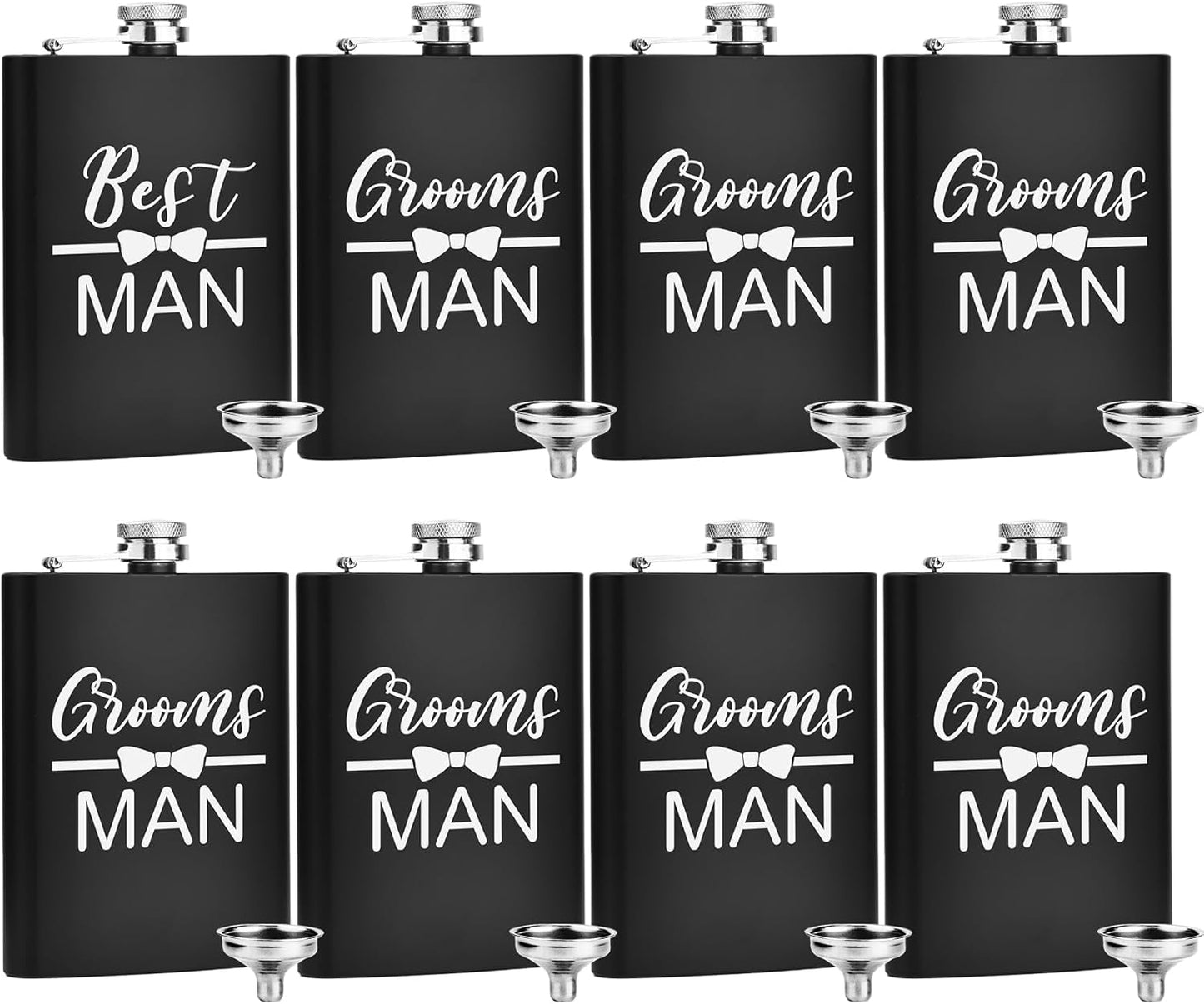 Engraved Groomsman Flasks Set of 8 for Wedding Party Gifts