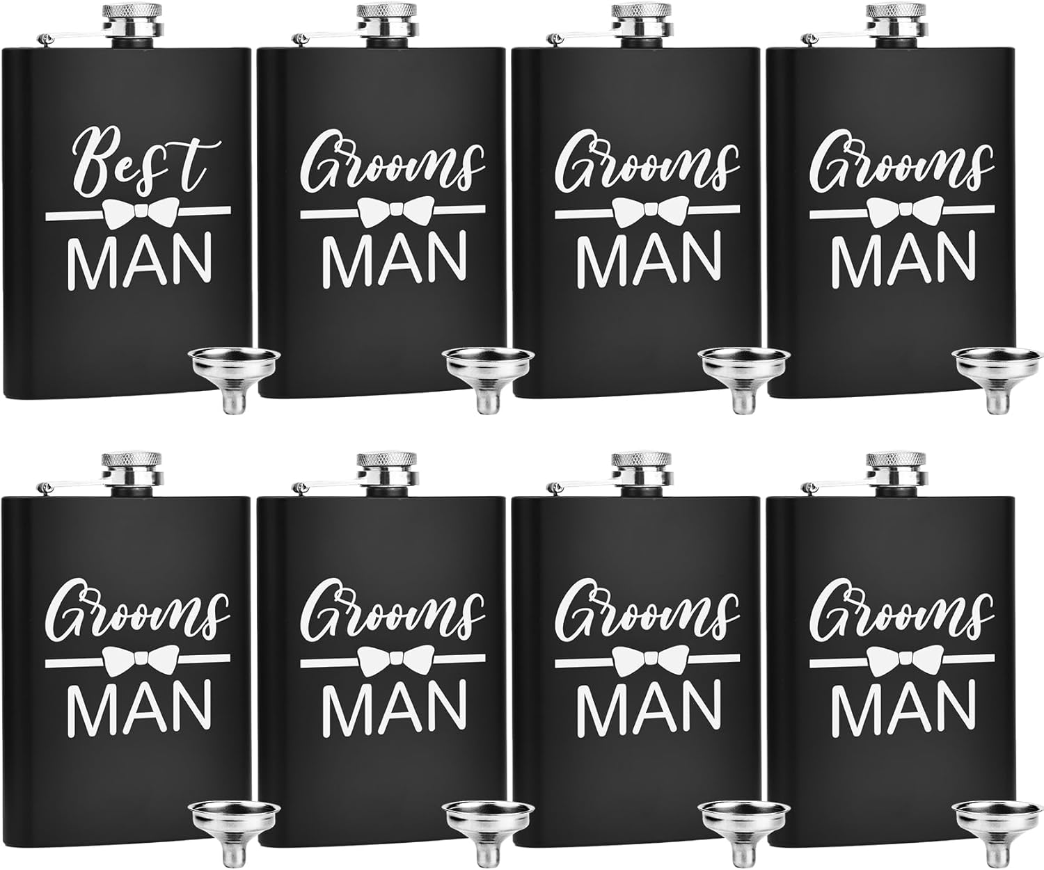 Engraved Groomsman Flasks Set of 8 for Wedding Party Gifts