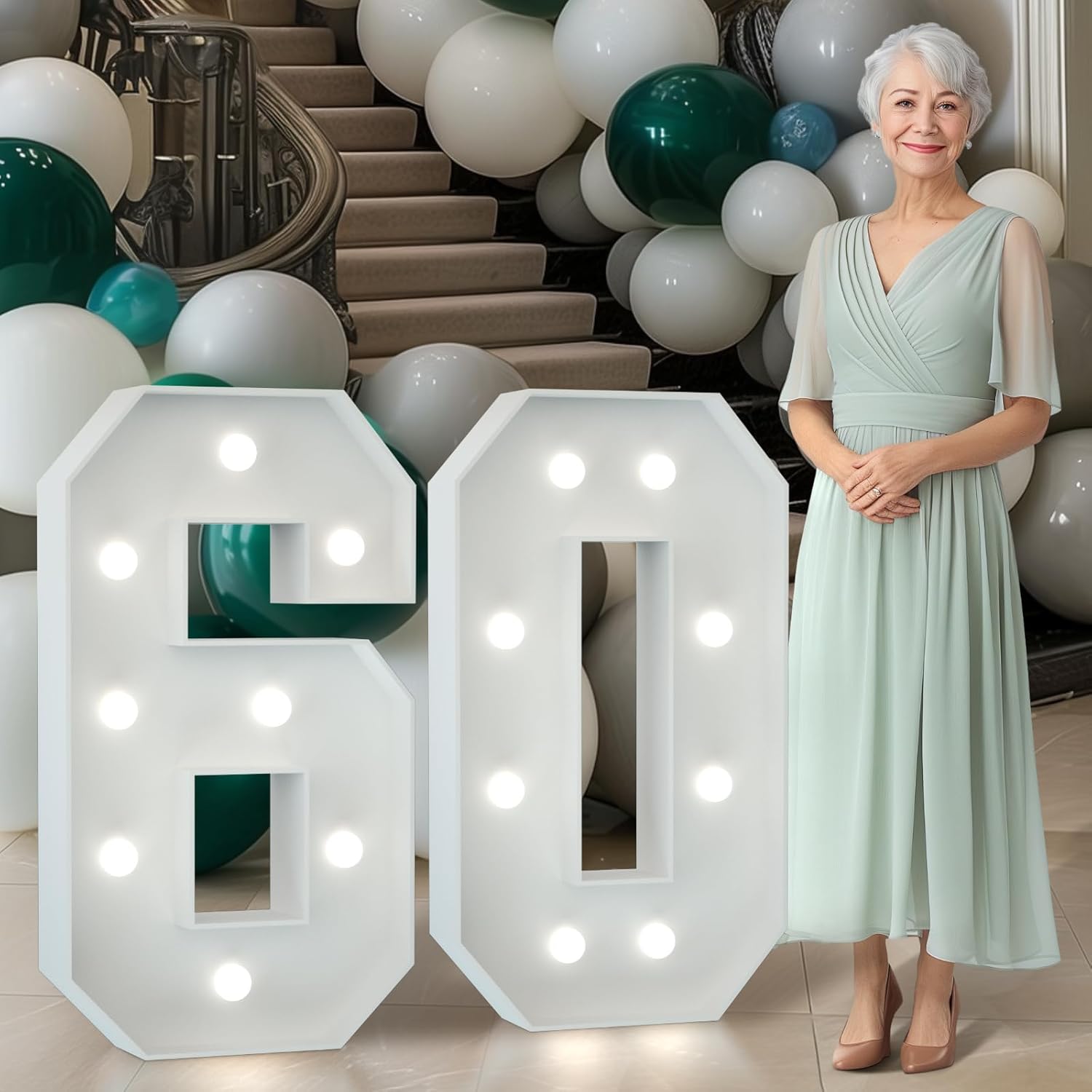 Marquee Numbers 3 Feet Tall Light Up 60th Birthday Decorations