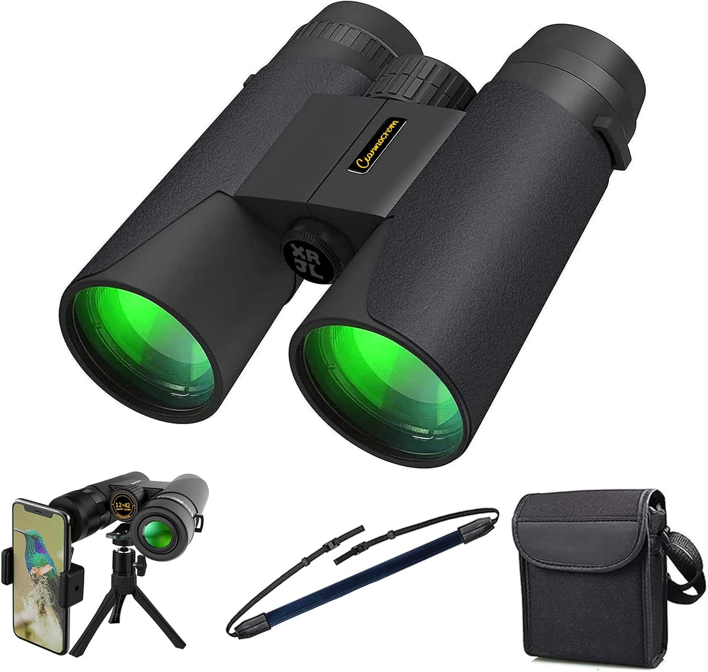 12x42 High Powered Binoculars for Adults with Phone Adapter