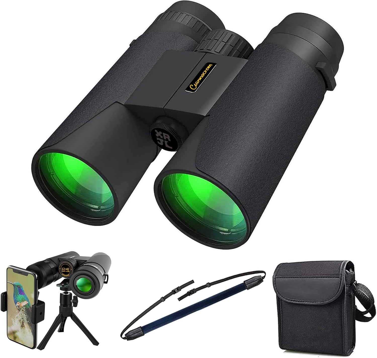 12x42 High Powered Binoculars for Adults with Phone Adapter