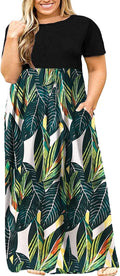 Women's Short Sleeve Plus Size Maxi Dress with Pockets - Comfortable
