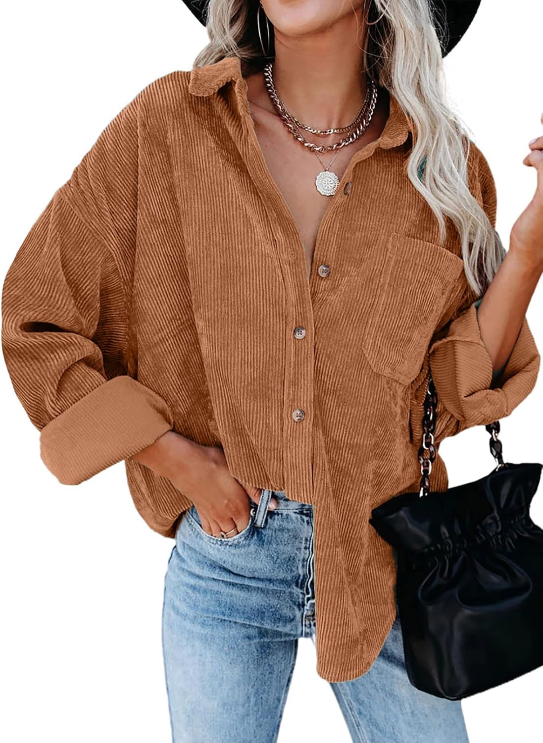 Dokotoo Womens Corduroy Button Down Shirt for Stylish Comfort