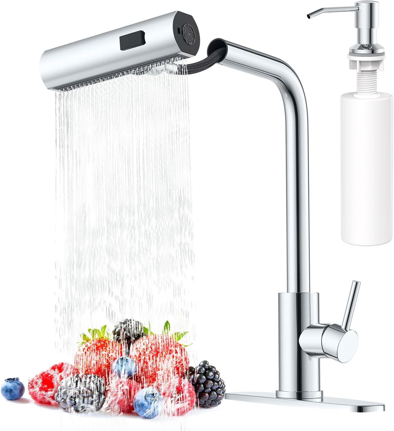 Waterfall Kitchen Faucets with Pull Down Sprayer for Home Use