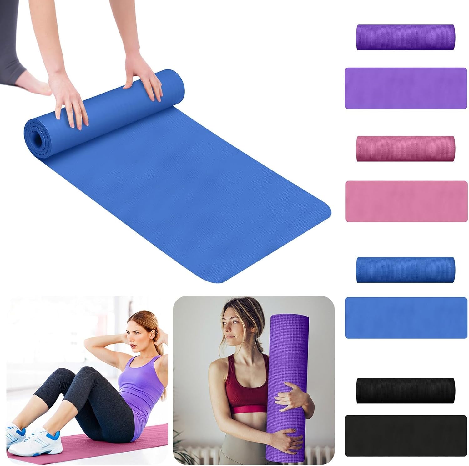Non-Slip Thick Home Workout Yoga Mat - Blue