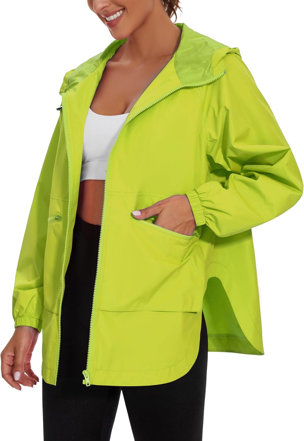PESION Womens Waterproof Raincoat Lightweight Windbreaker Jacket