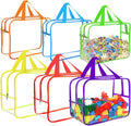 6 Colors Large Toy Storage Bags with Labels - Clear PVC Organizer Set