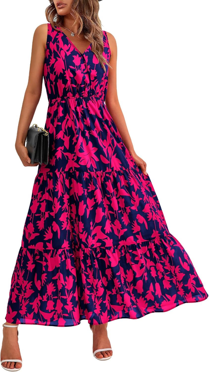 BTFBM Women Summer Dresses Casual Maxi Floral Wedding Guest Dress