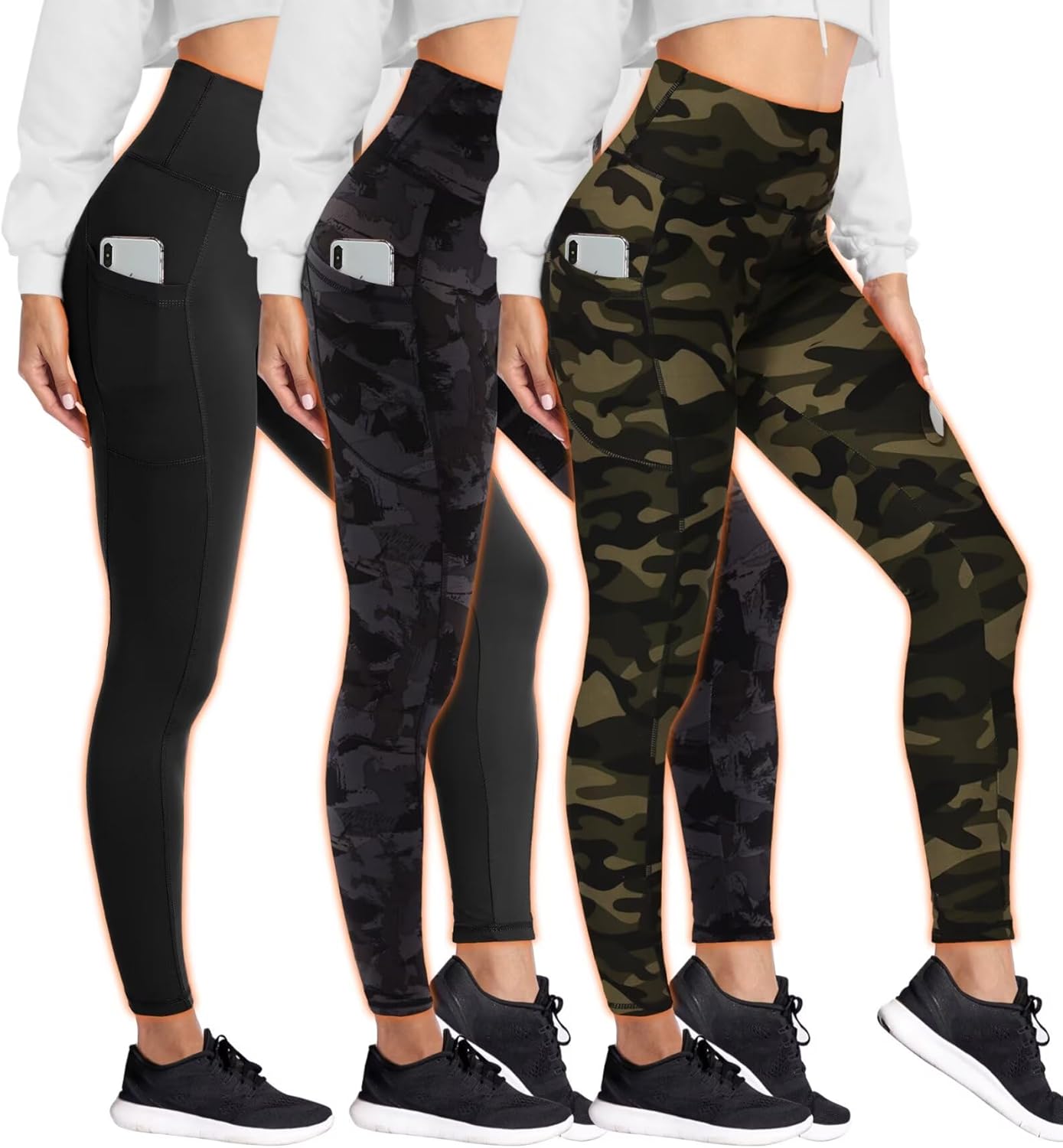 Fleece Lined Leggings for Women with Pockets and Tummy Control