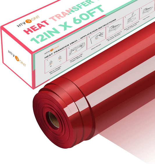 HTVRONT Heat Transfer Vinyl Red Iron on Vinyl for Easy Design