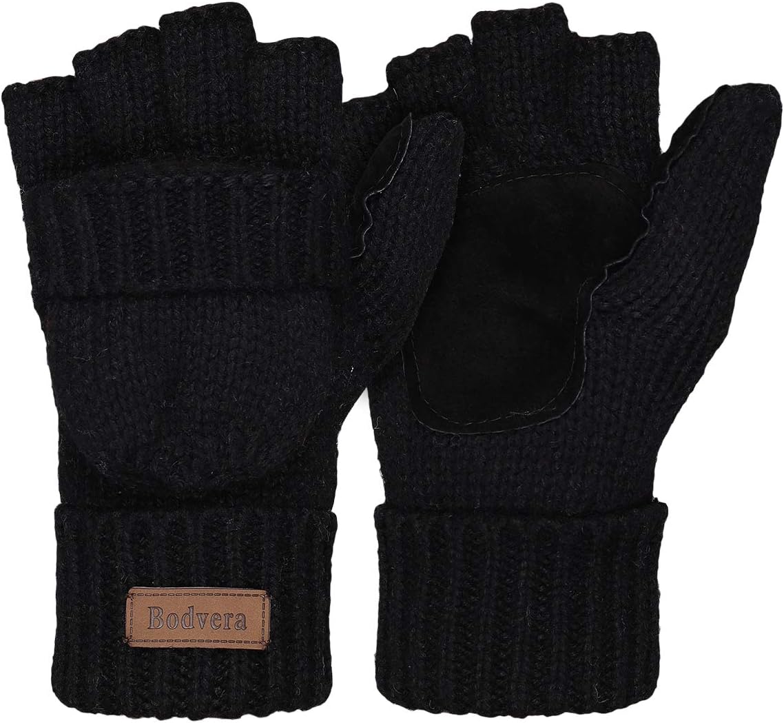 Warm Convertible Wool Gloves by Bodvera