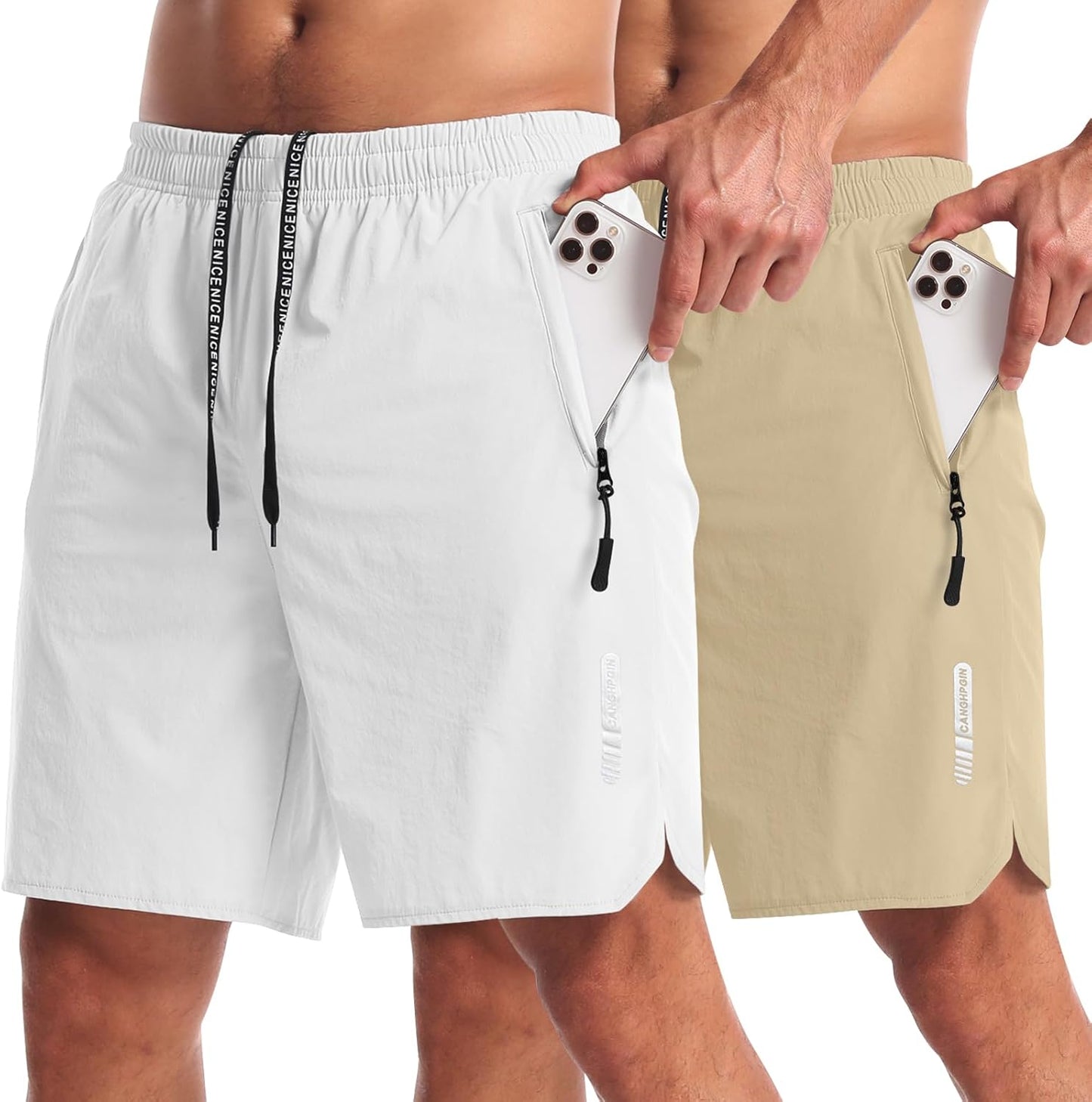 CANGHPGIN Mens Workout Athletic Shorts 7 Inch Quick Dry Design