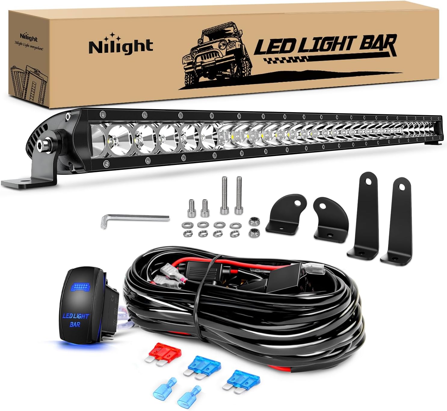 Nilight 31inch LED Light Bar - 150W Off Road Driving Lights