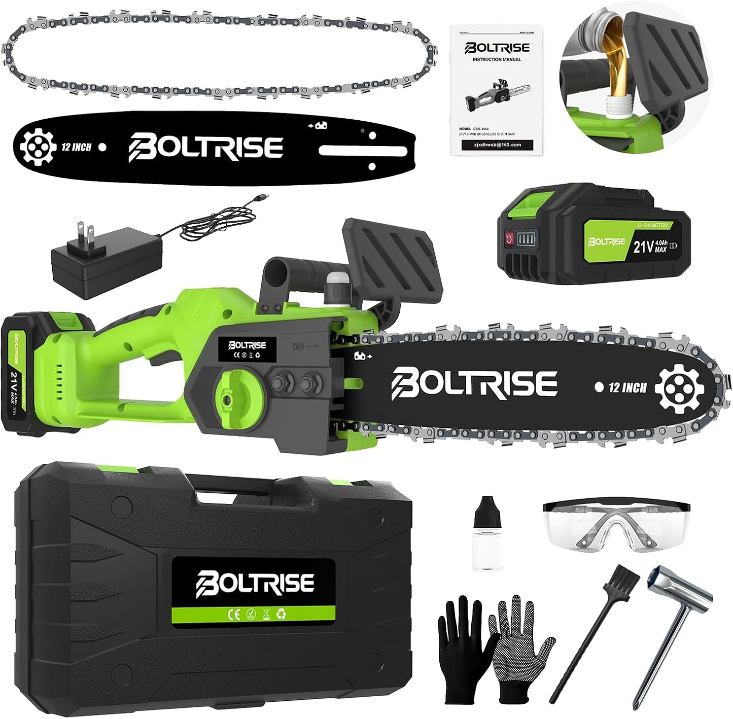 12 Inch Cordless Brushless Electric Chainsaw for Easy Cutting