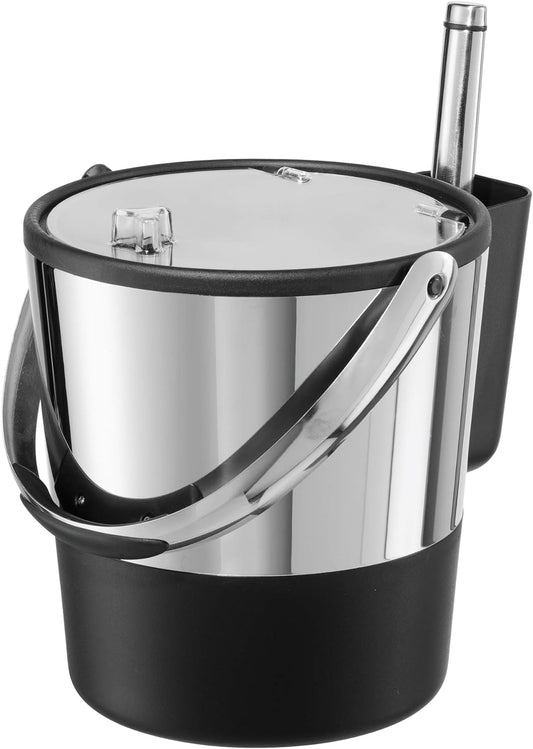 Oggi Insulated Ice Bucket: 4 Quart Stainless Steel Black Design