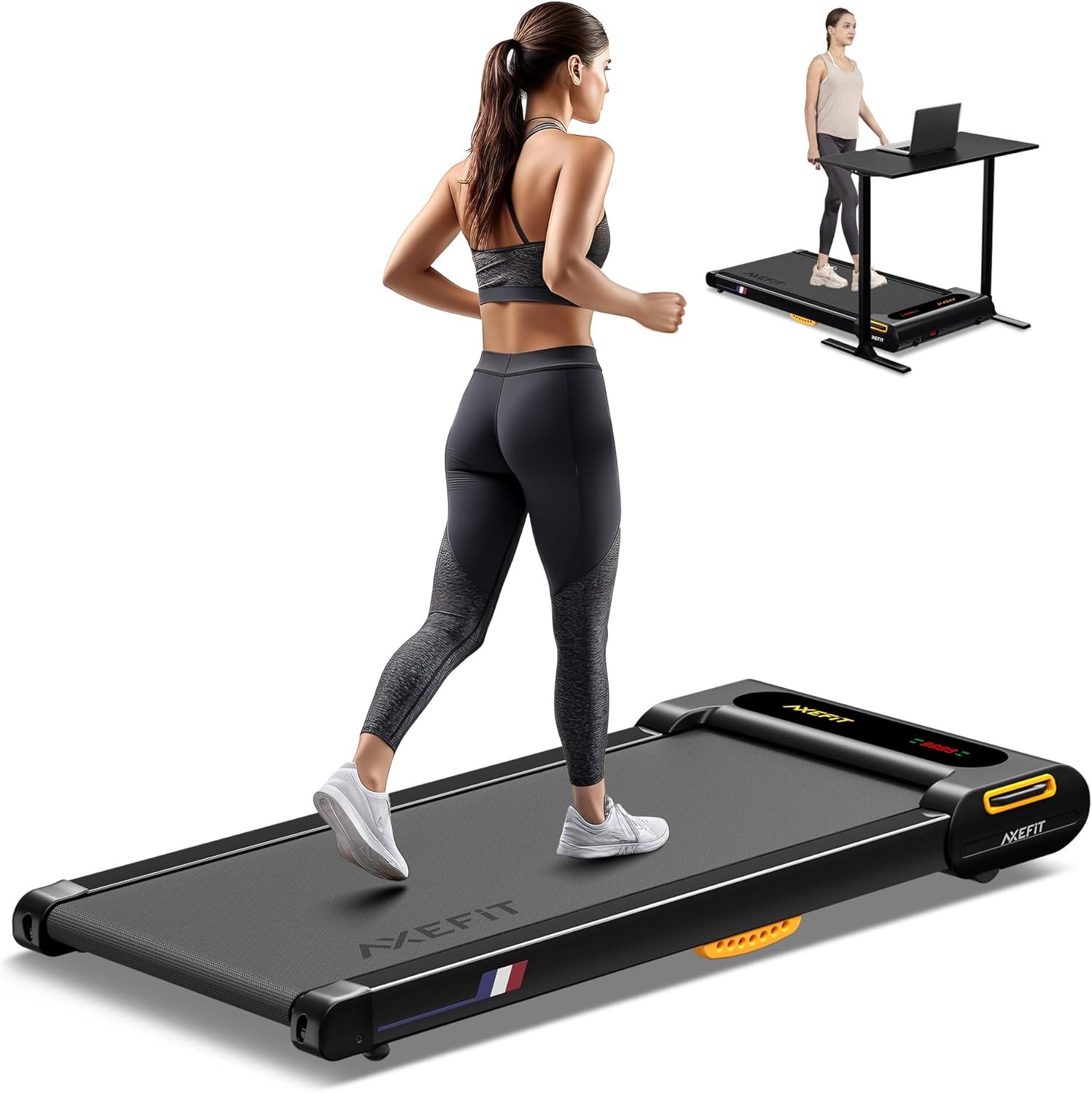 AXEFIT Walking Pad - Quiet Home Office Treadmill for Walking & Jogging