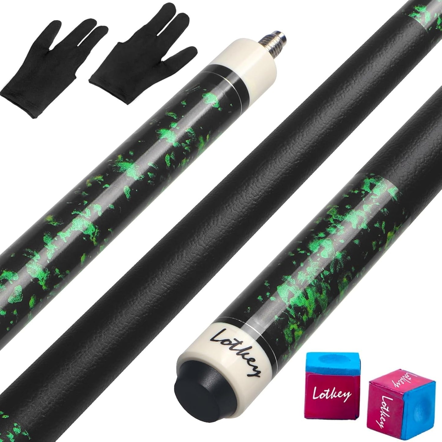 LOTKEY Pool Cue Set of 4 with Extra Chalks for Billiard Players