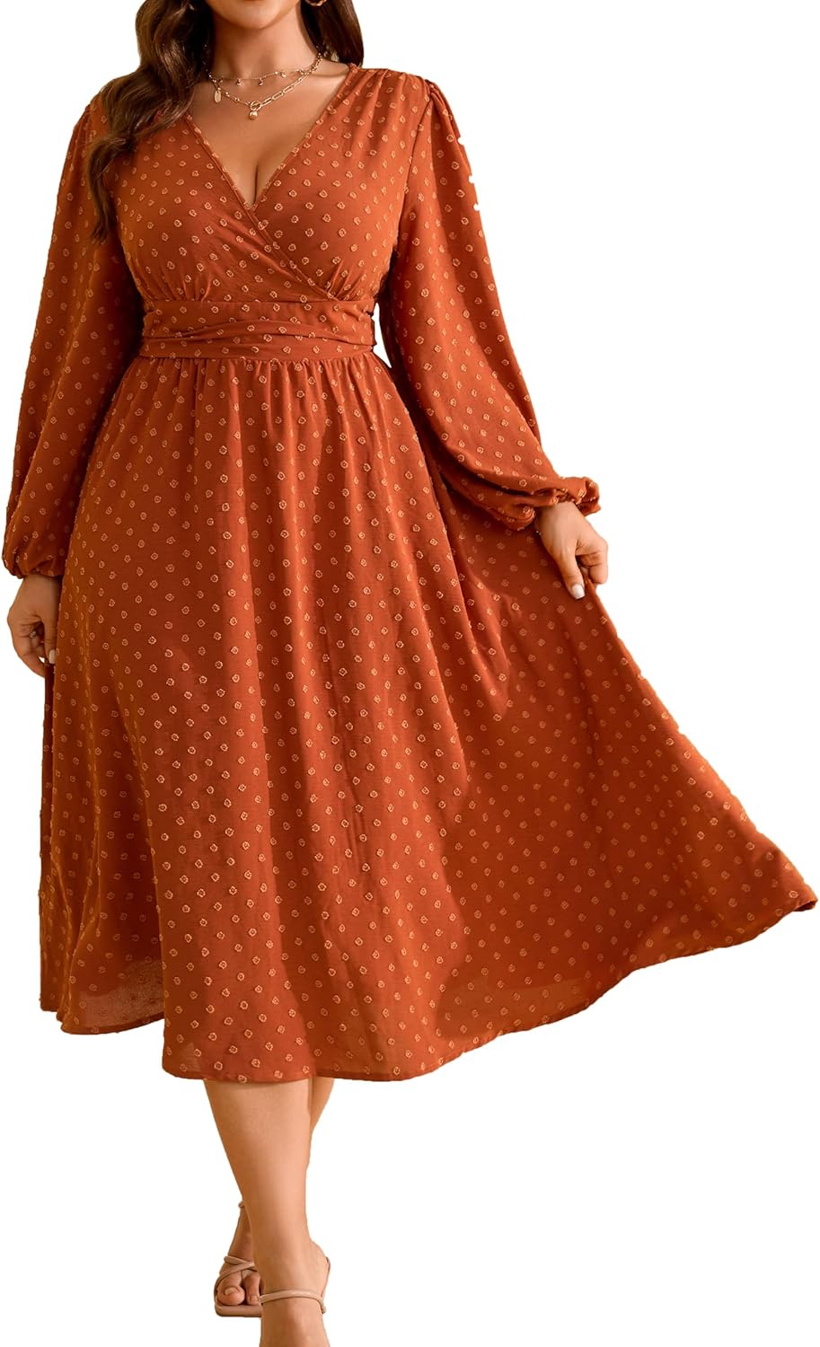 RWJ Women's Plus Size Fall Wedding Guest Dress for Curvy Women