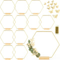 12 Pack Hexagonal Floral Hoops with Stand - 14 in Gold Metal Craft
