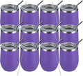 MEWAY 12oz Wine Tumbler Glasses with Lid - Pack of 12