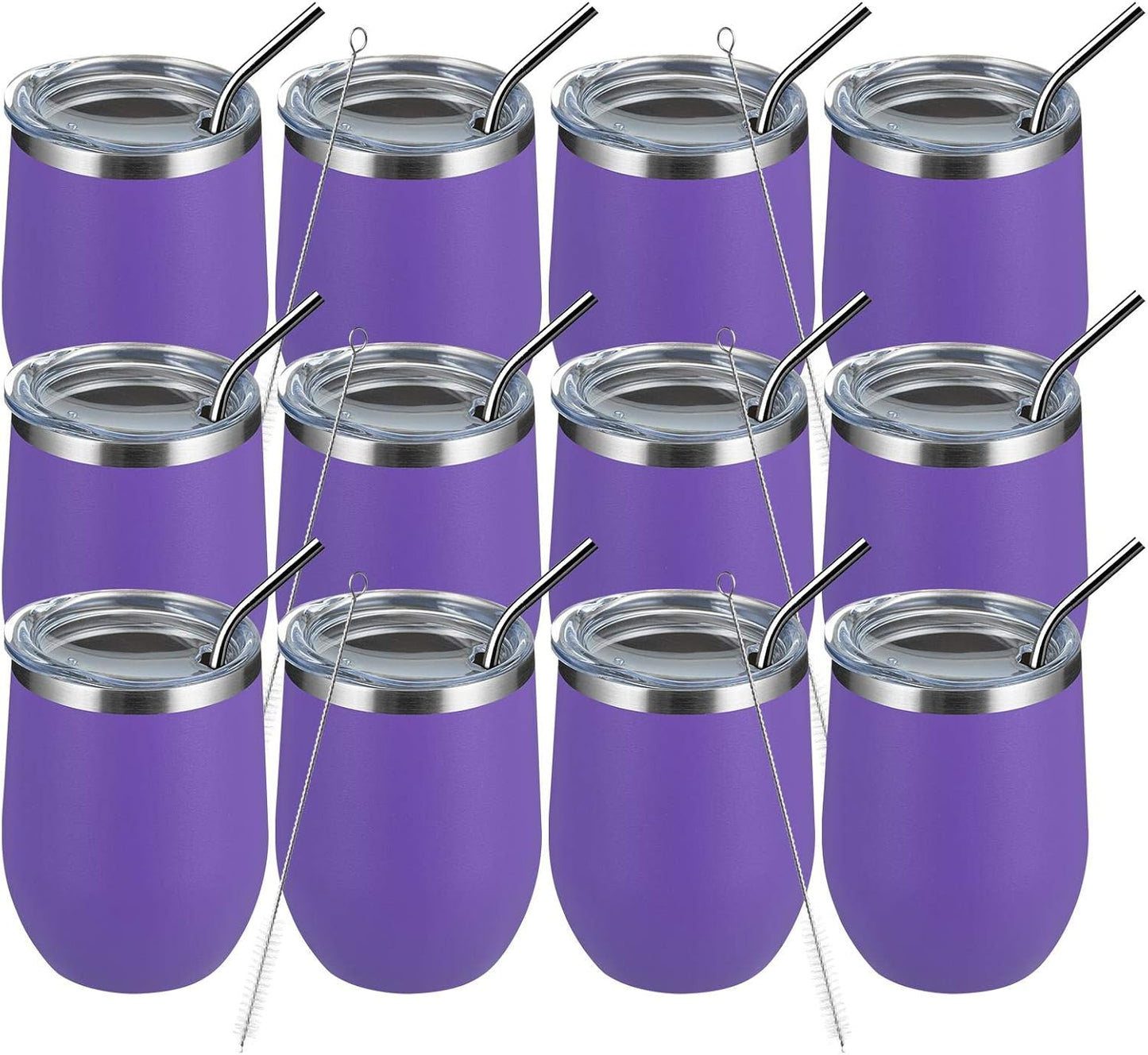 MEWAY 12oz Wine Tumbler Glasses - Insulated Travel Mugs Set
