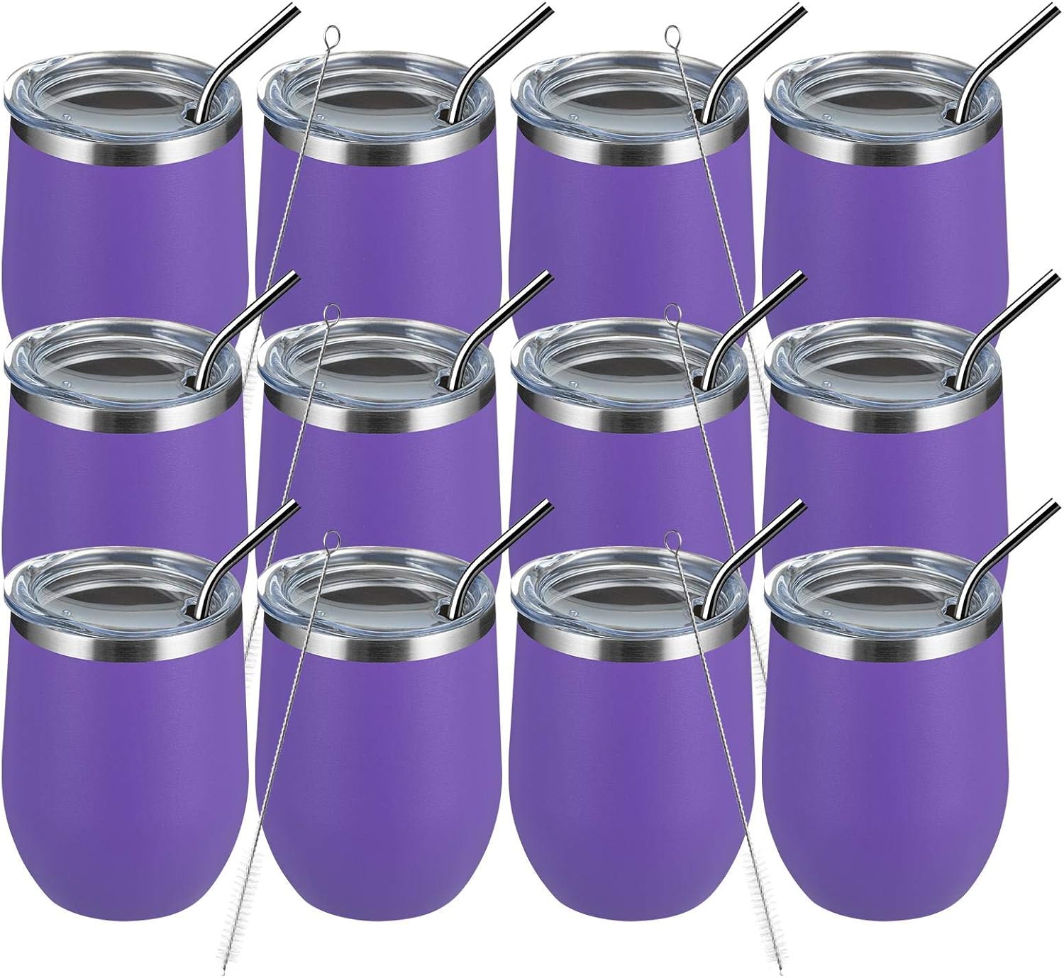 MEWAY 12oz Wine Tumbler Glasses - Insulated Travel Mugs Set