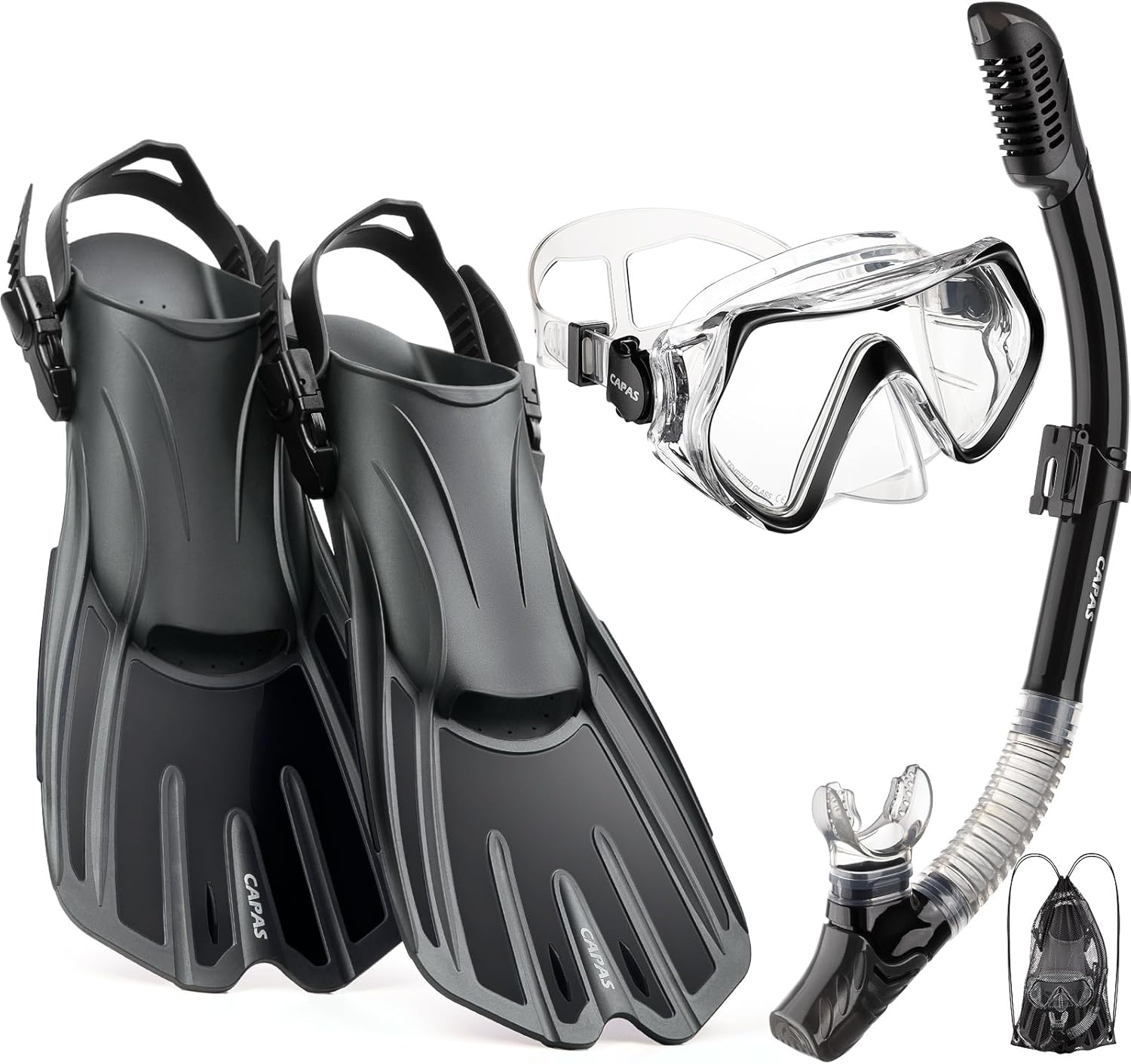 CAPAS Snorkel Mask Fins Set for Ultimate Snorkeling Adventures