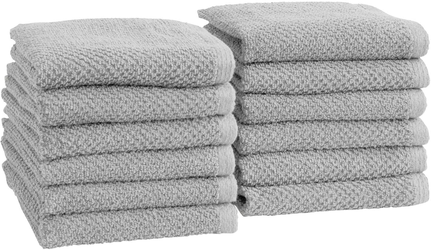 Great Bay Home Grey Washcloth Set 100% Cotton 12-Pack for Comfort