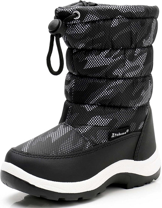 Apakowa Kids Cold Weather Water Resistant Winter Snow Boots