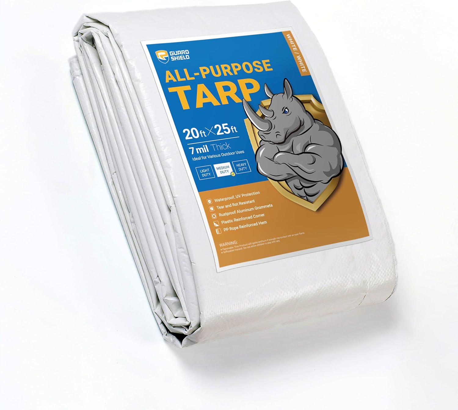 GUARD SHIELD White Tarp 20x25 Feet for All Purpose Use