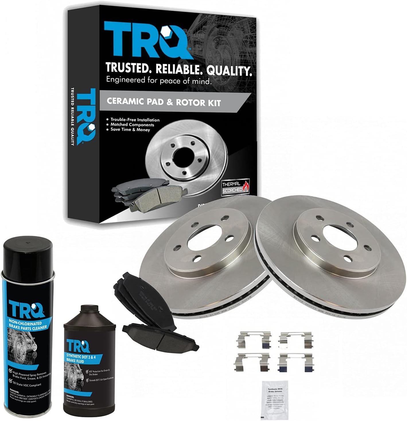 TRQ Front Brake Pad & Rotor Kit for Ford Crown Victoria & More