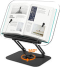 Acrylic Book Stand for Reading - Adjustable 360 Rotating Desktop Riser