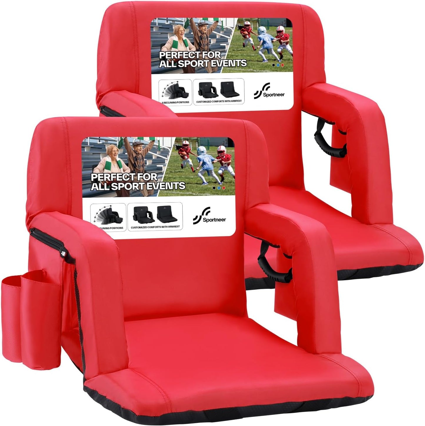 Sportneer Stadium Seats for Bleachers with Back Support and Comfort