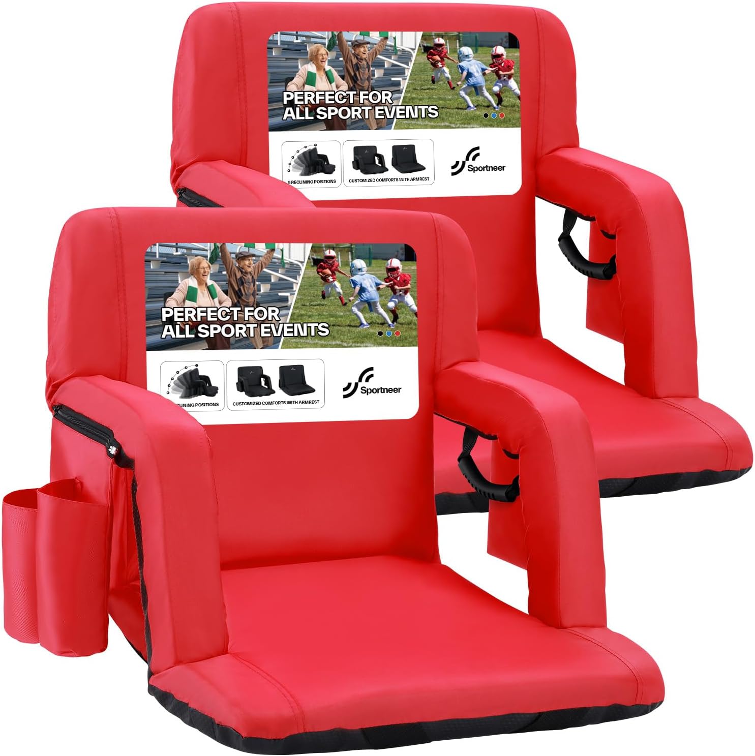 Sportneer Stadium Seats for Bleachers with Back Support and Comfort