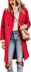 Women's Wool Blend Mid Long Pea Trench Coat - Classic Notch Lapel