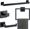 Matte Black Bathroom Accessories 4-Piece Set - Durable SUS304