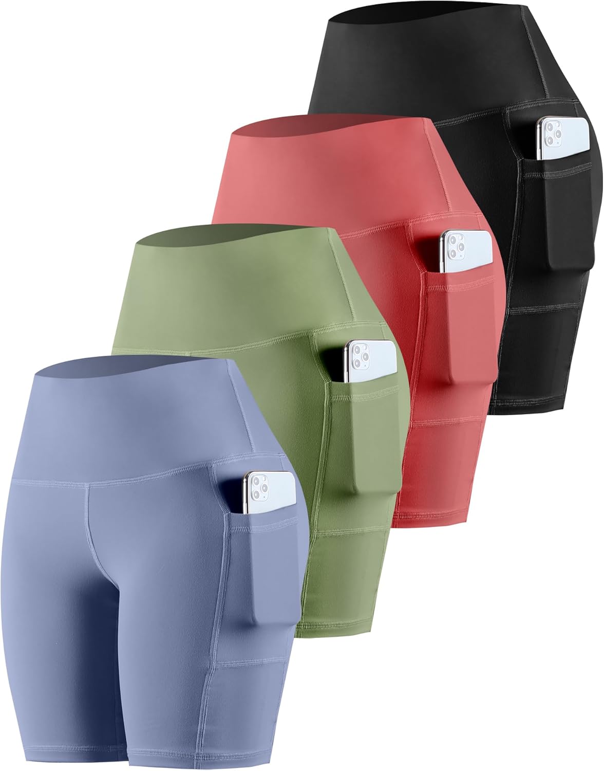 CHRLEISURE Womens Biker Yoga Shorts with Pockets for Comfort