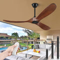 52ft Ceiling Fans Without Lights Dark Walnut - Solid Wood Blades