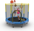 72 in Trampoline for Kids with Net and Hoop - Safe Indoor Play