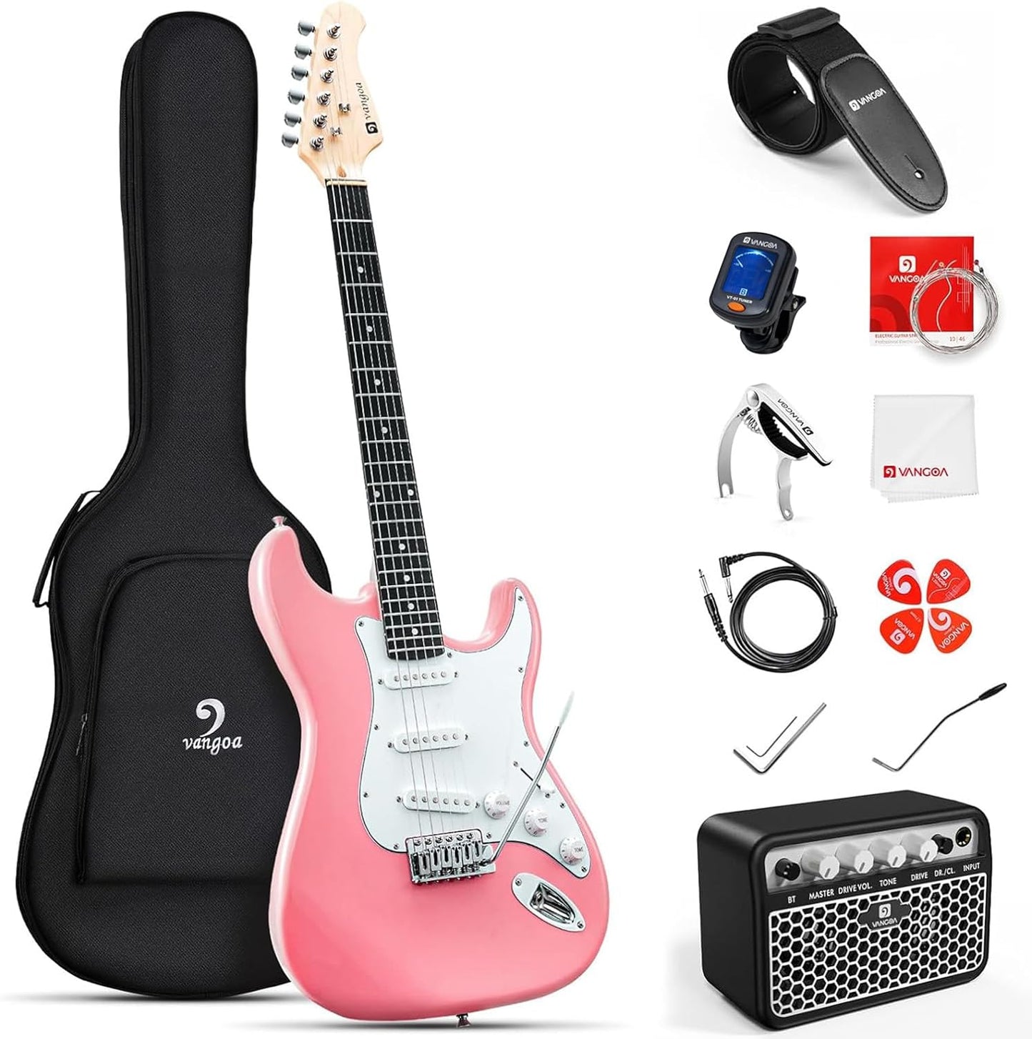 Vangoa Pink Electric Guitar Kit: Amp & Accessories Included