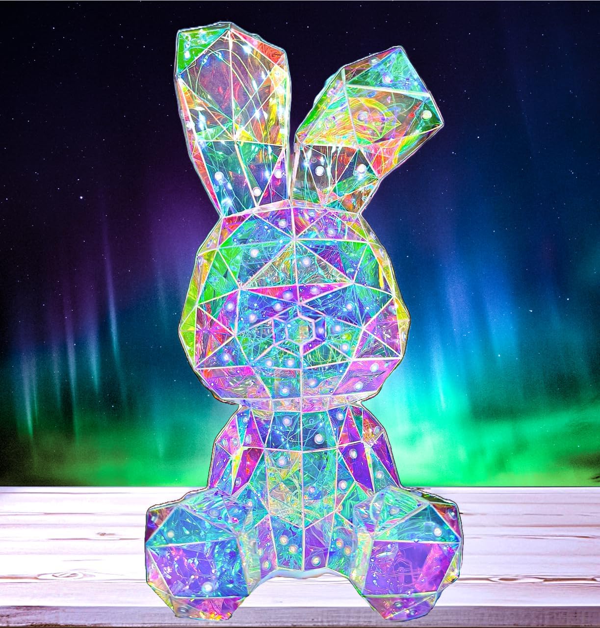 Bunny Night Light Holographic Rainbow Lamp for Kids Decor