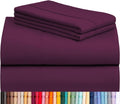 LuxClub Queen Sheet Set Eggplant - 4 PC Deep Pocket Luxury Sheets