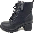 Soda Indiana Women's Faux Leather Lace Up High Chunky Heel Booties